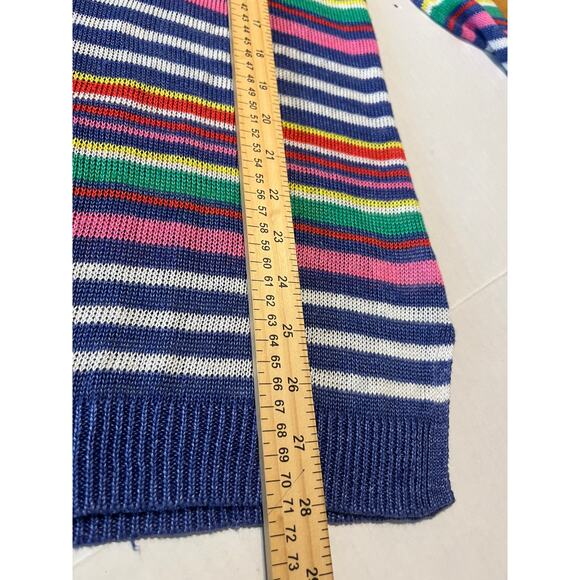 TALBOTS 100% Linen Sweater Medium Oversized Rainbow Striped Linen 3/4 Sleeve - Picture 10 of 10